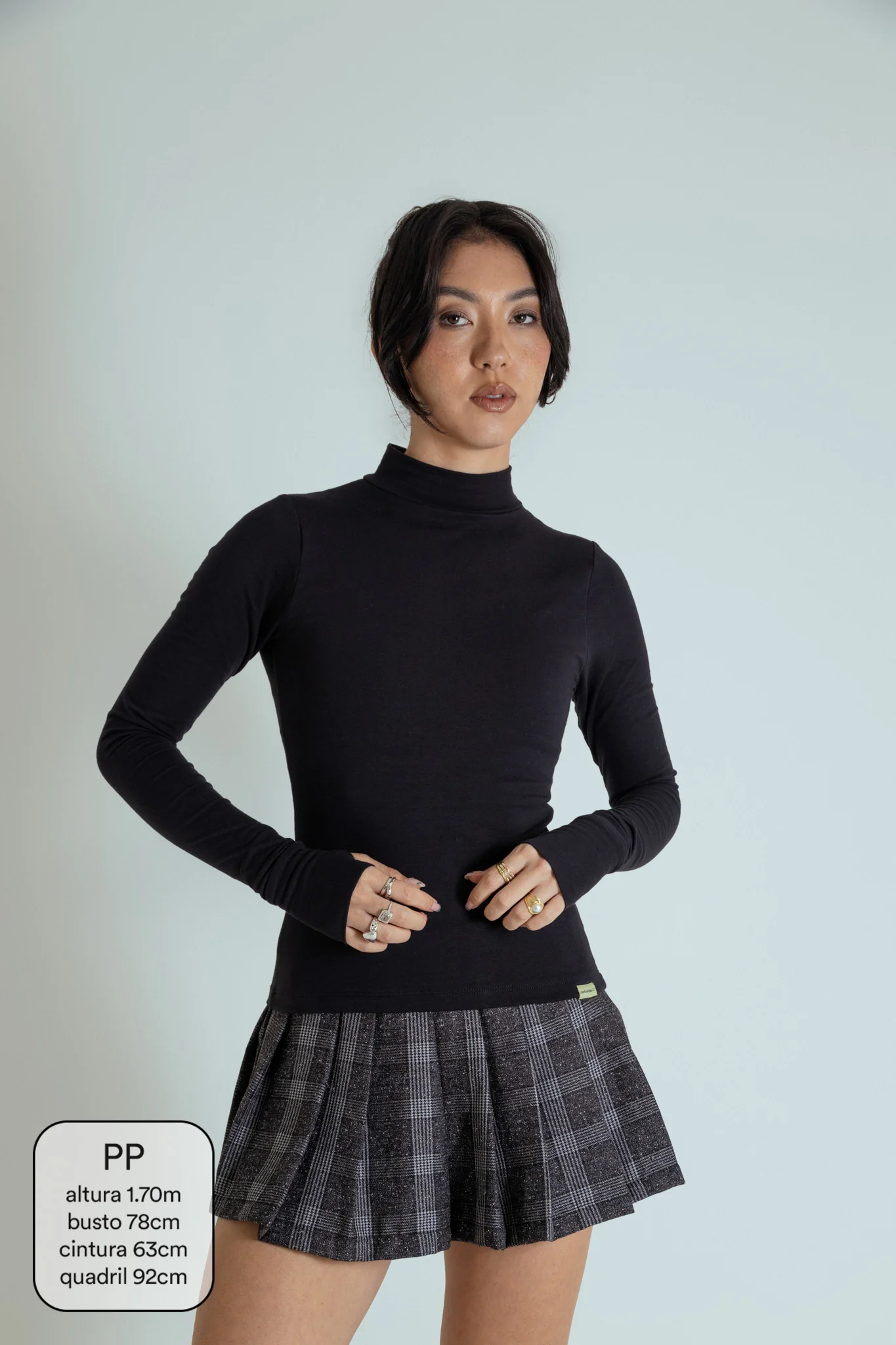 blusa gola alta manga longa dedinho de algodão - Image 3