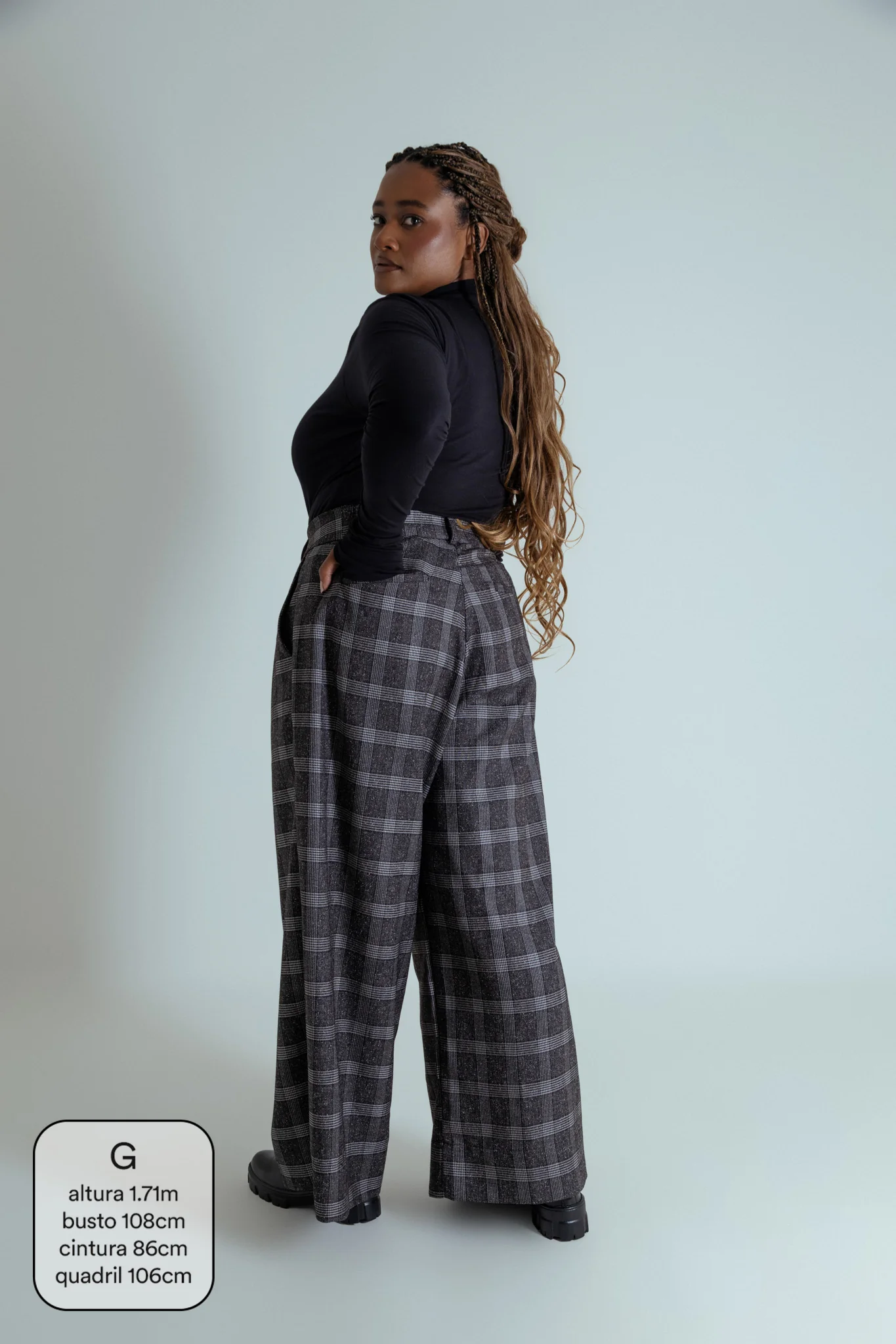 calça alfaiataria ajustável xadrez chefa - Image 12