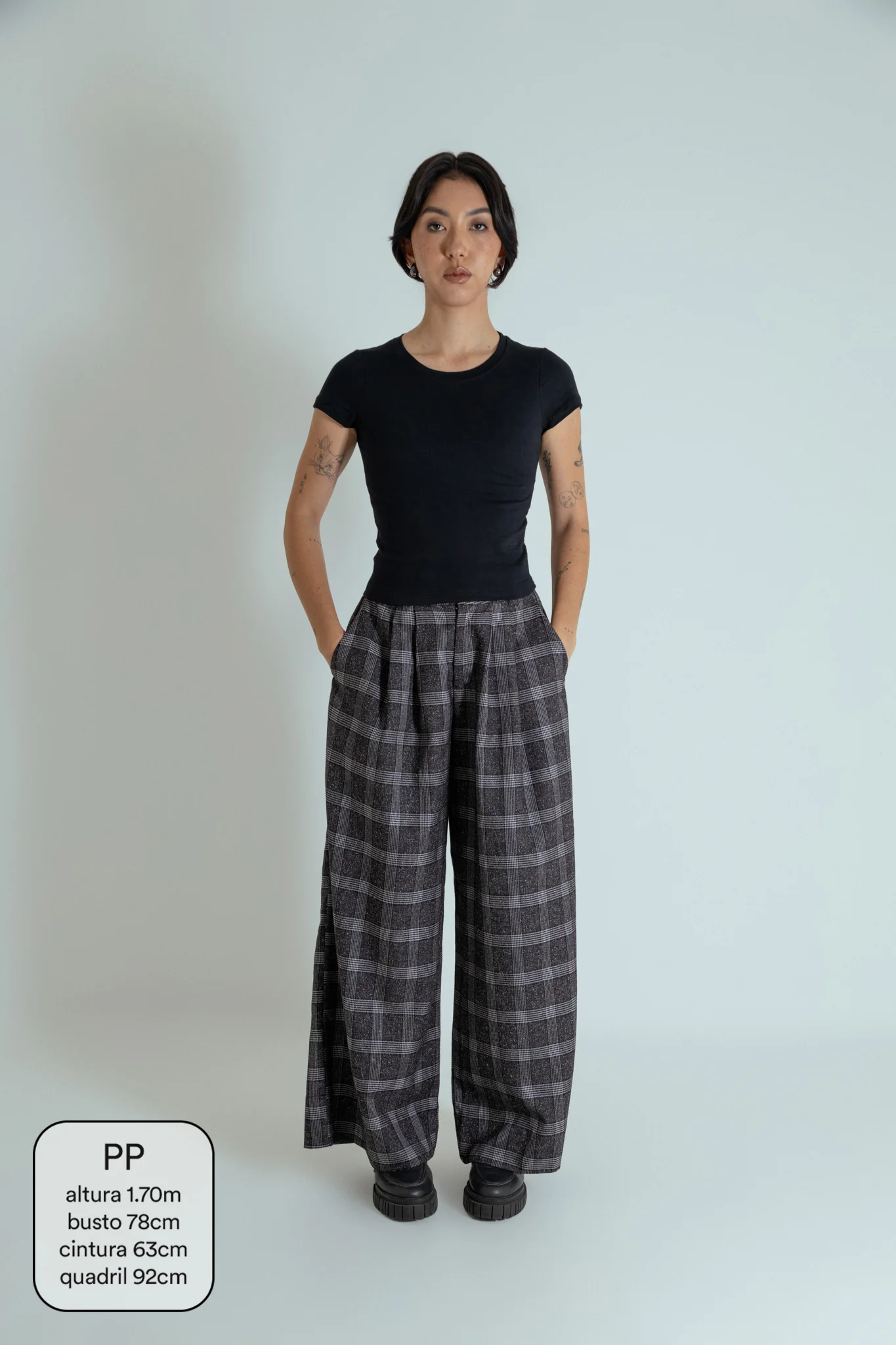 calça alfaiataria ajustável xadrez chefa - Image 17