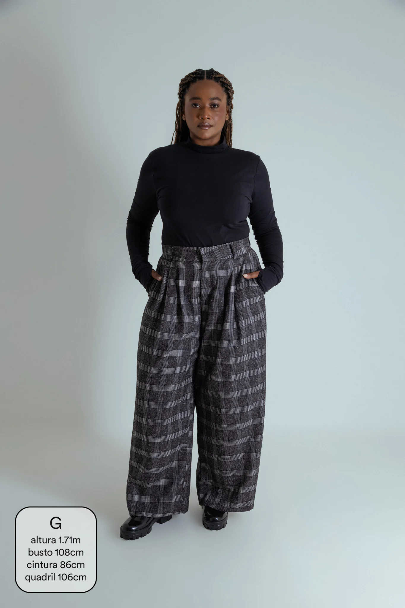 calça alfaiataria ajustável xadrez chefa - Image 18