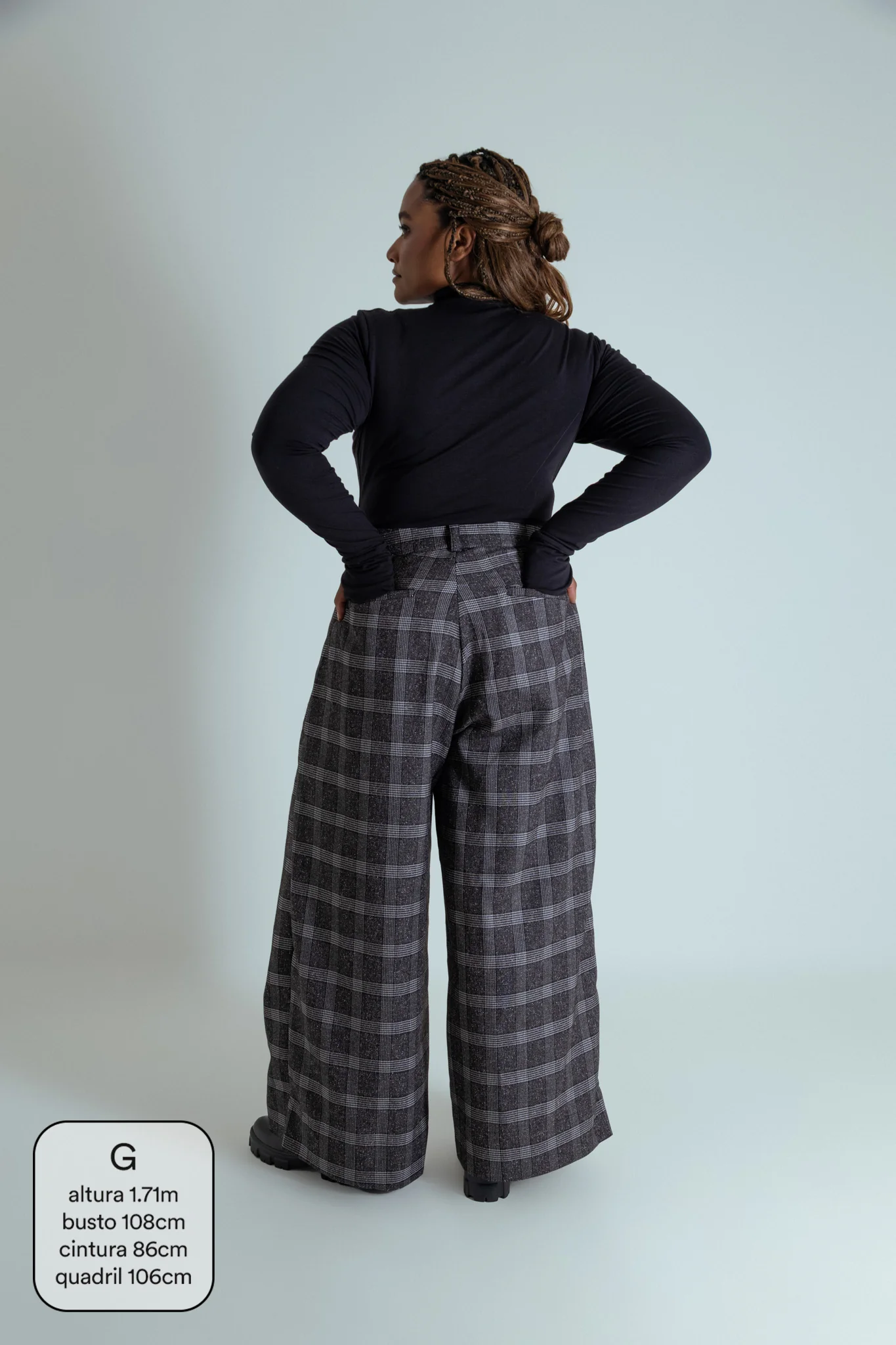 calça alfaiataria ajustável xadrez chefa - Image 6