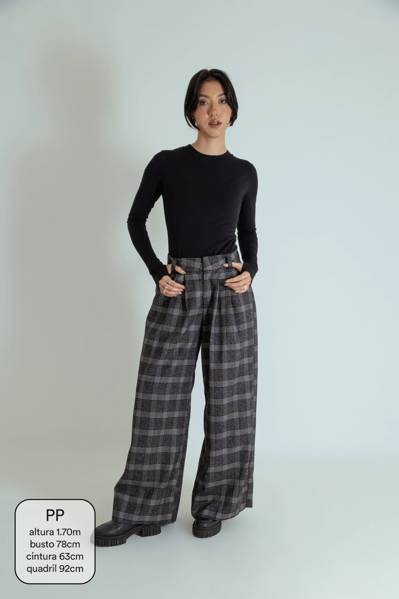 calça alfaiataria ajustável xadrez chefa - Image 7