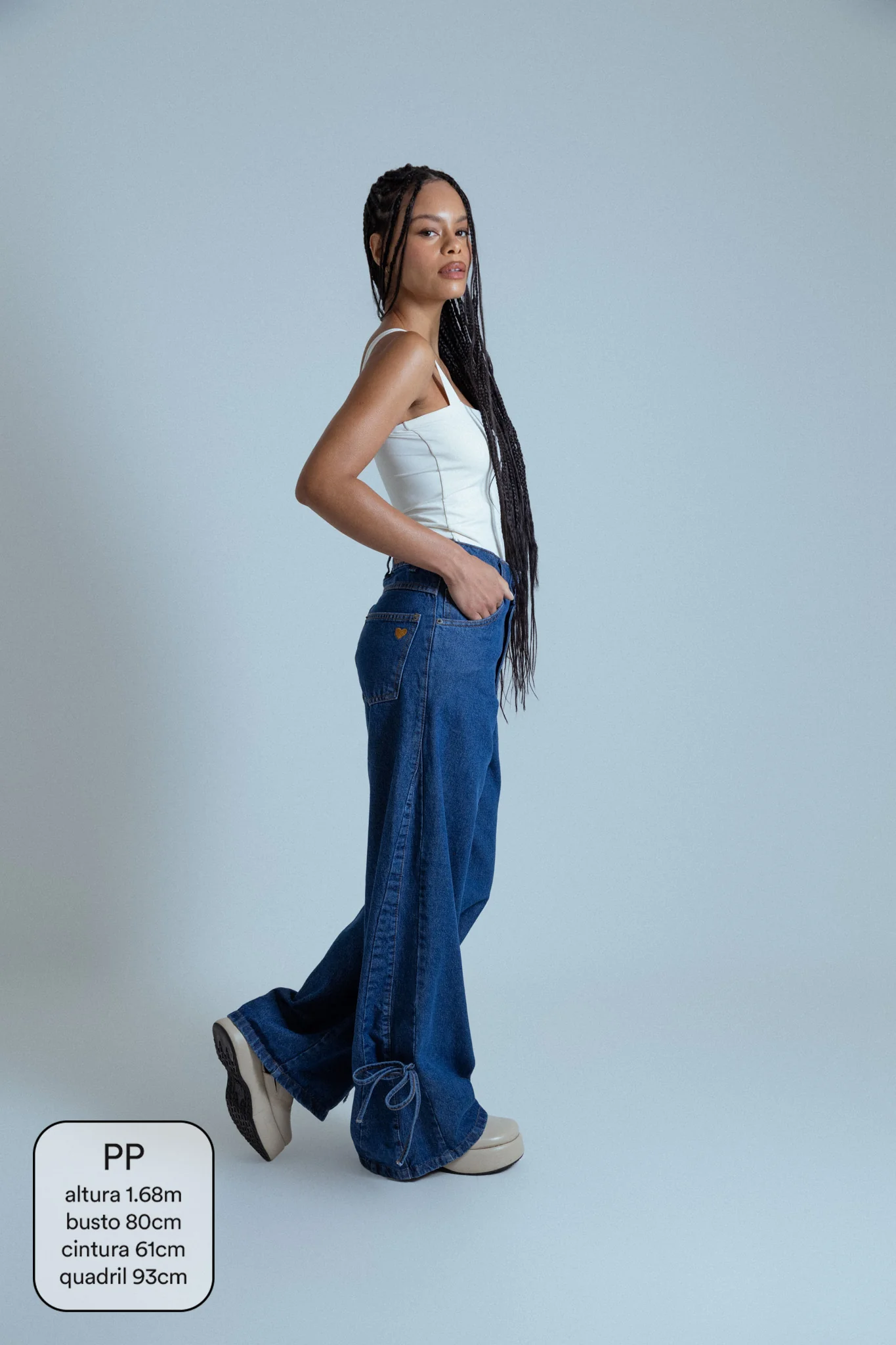 calça jeans ajustável laço denim blue - Image 11