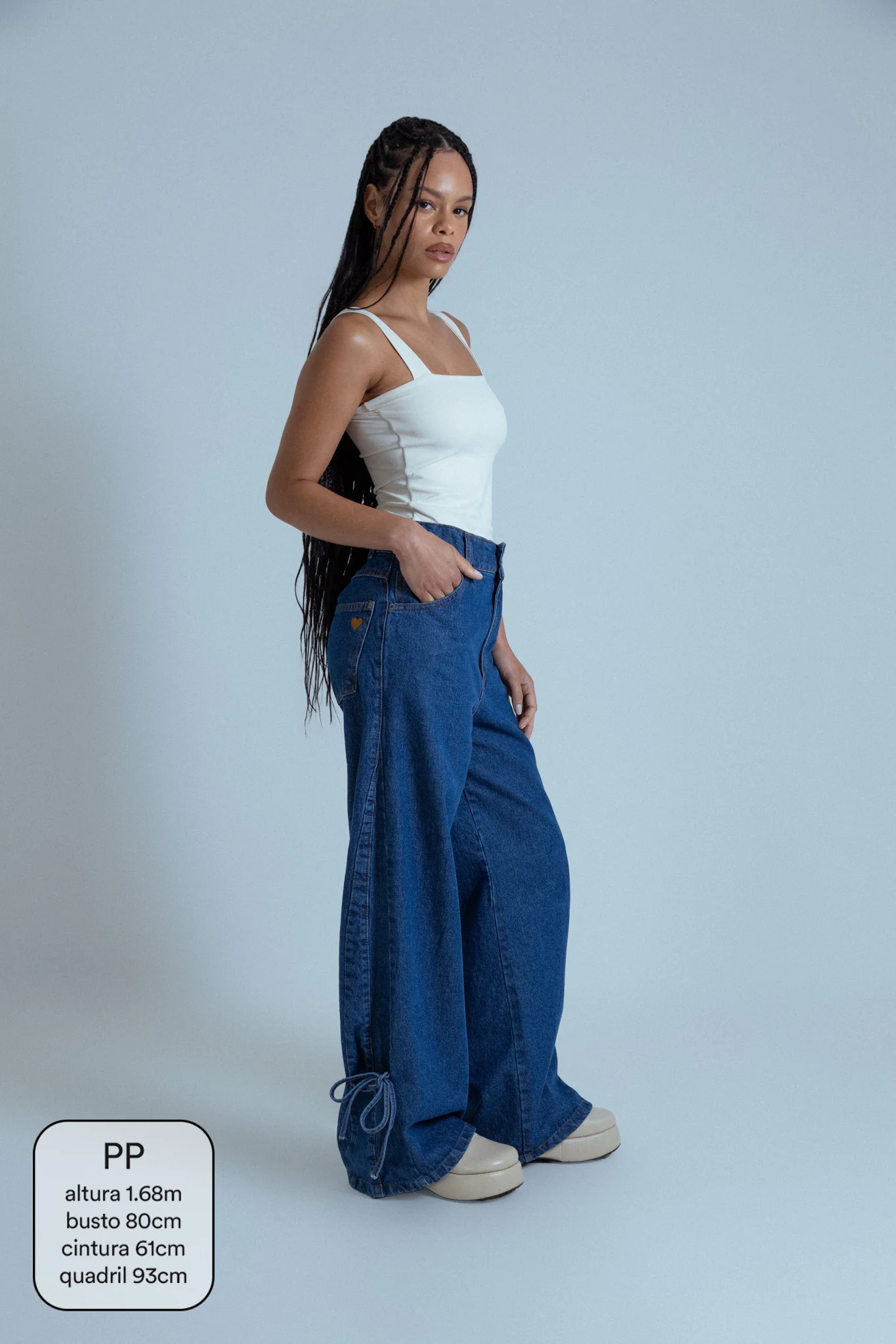 calça jeans ajustável laço denim blue - Image 6