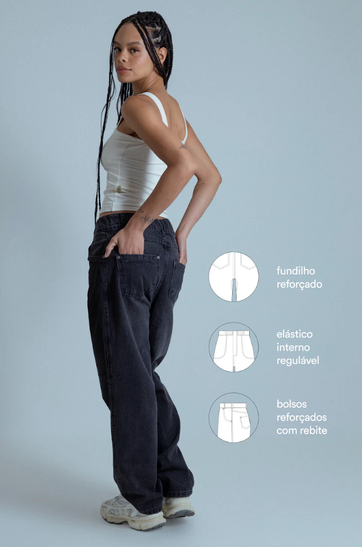 calça jeans ajustável mom light blue - Image 19