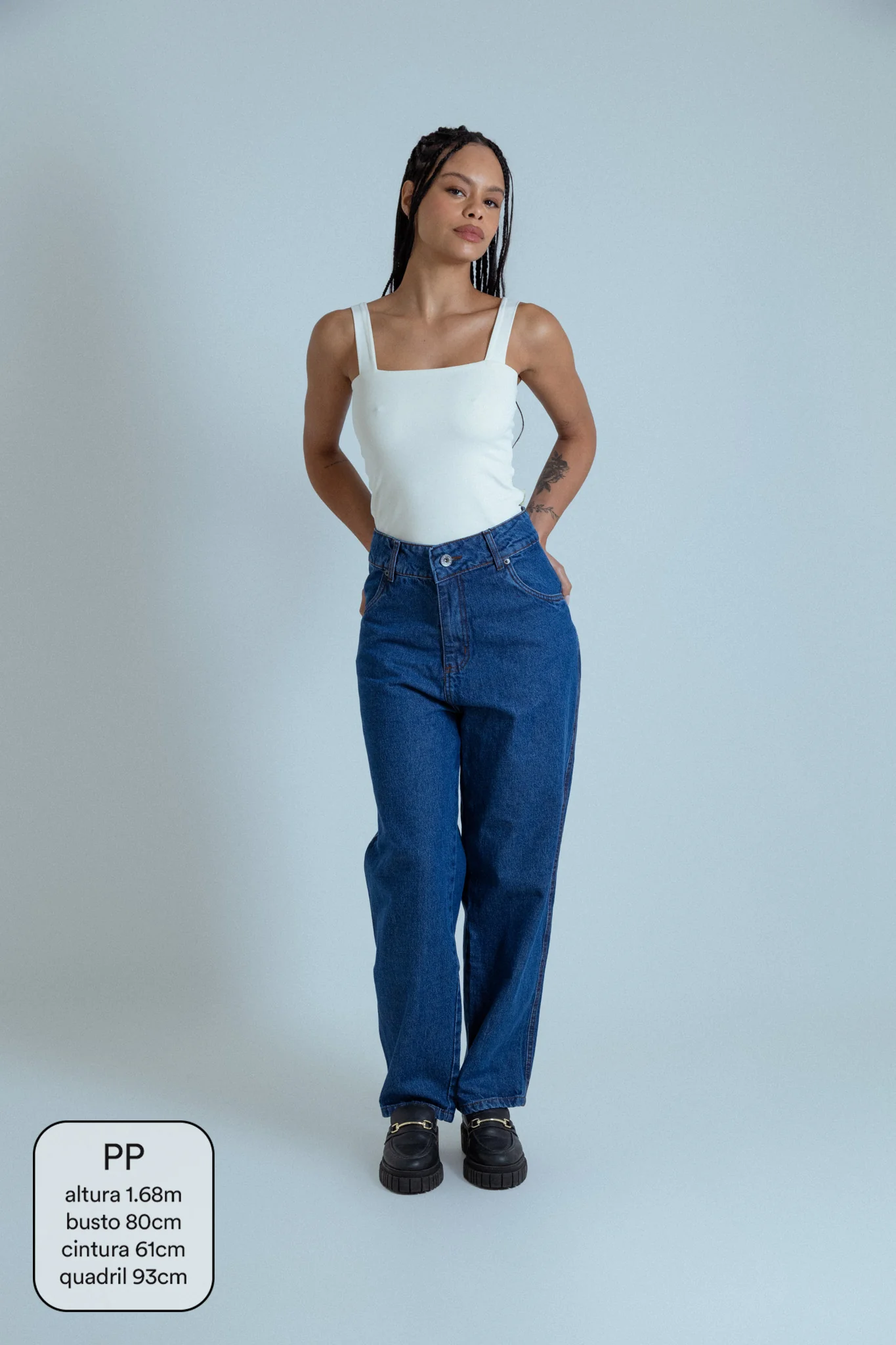 calça jeans ajustável mom denim blue - Image 5