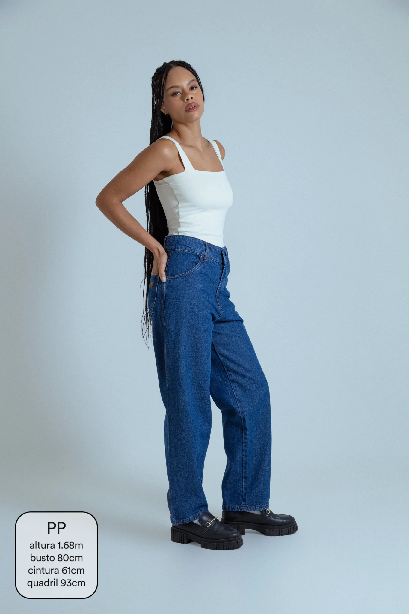 calça jeans ajustável mom denim blue - Image 9