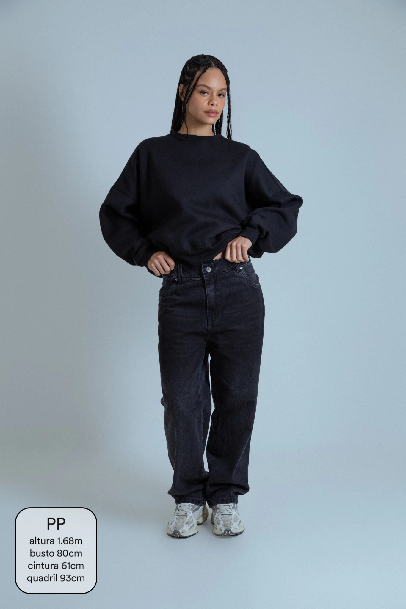 calça jeans ajustável mom midnight black - Image 10