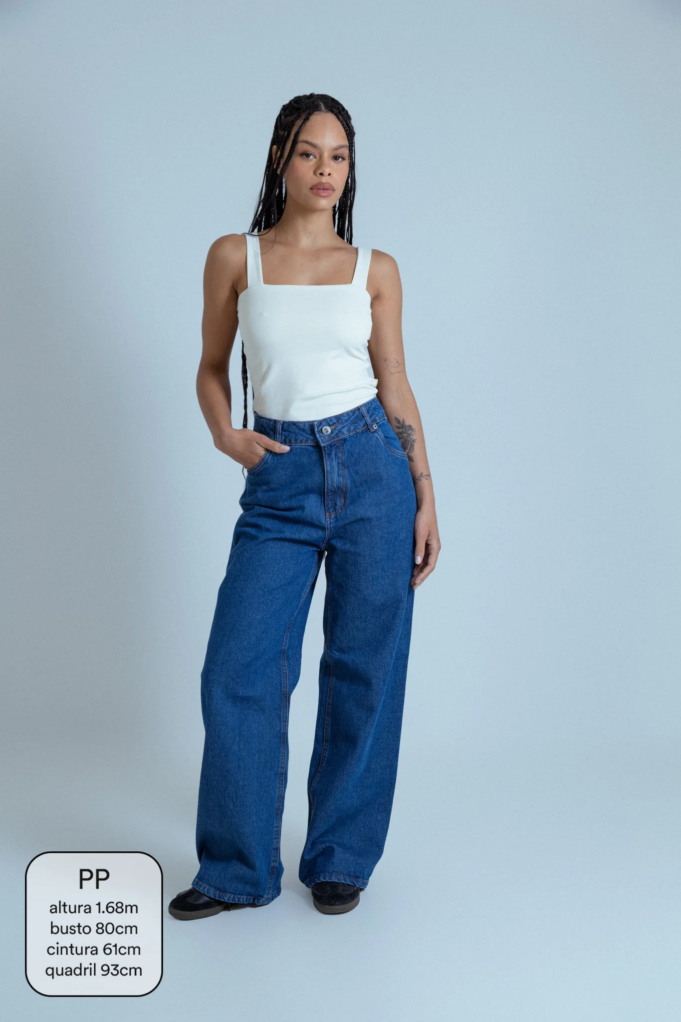 calça jeans ajustável wide denim blue - Image 12
