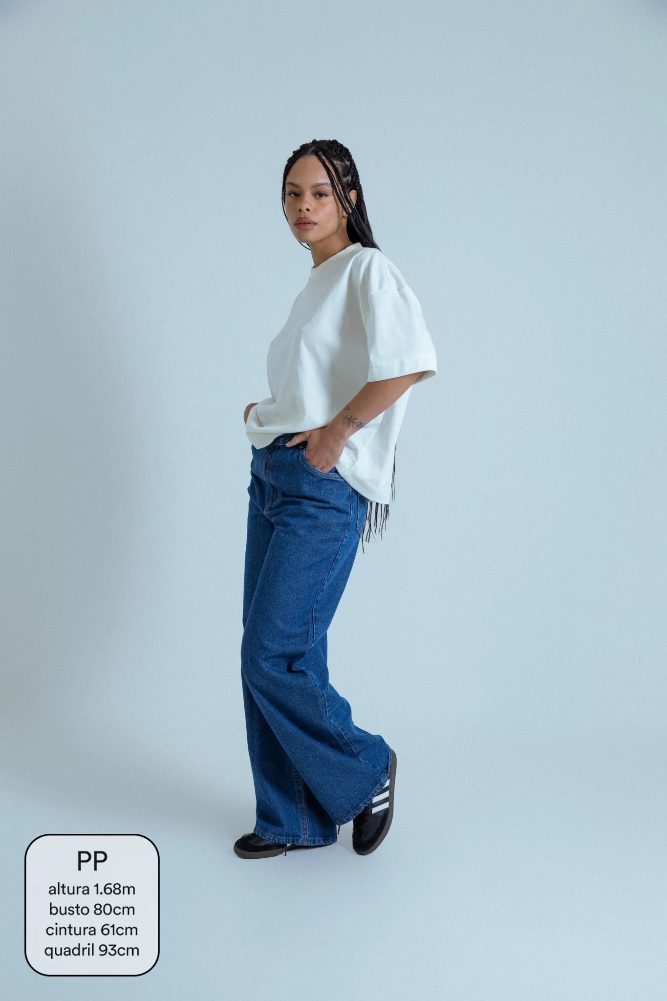 calça jeans ajustável wide denim blue - Image 15