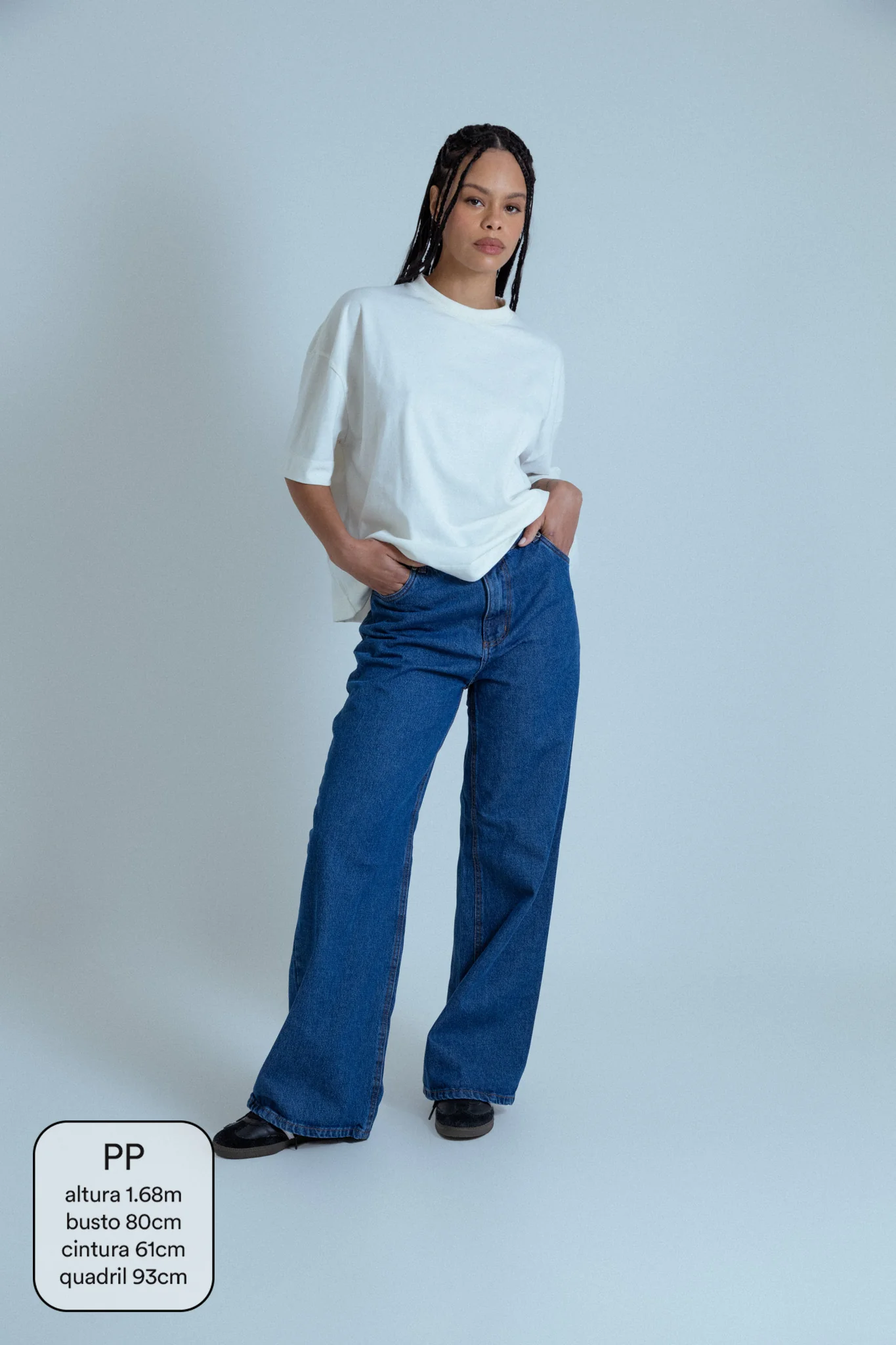 calça jeans ajustável wide denim blue - Image 16