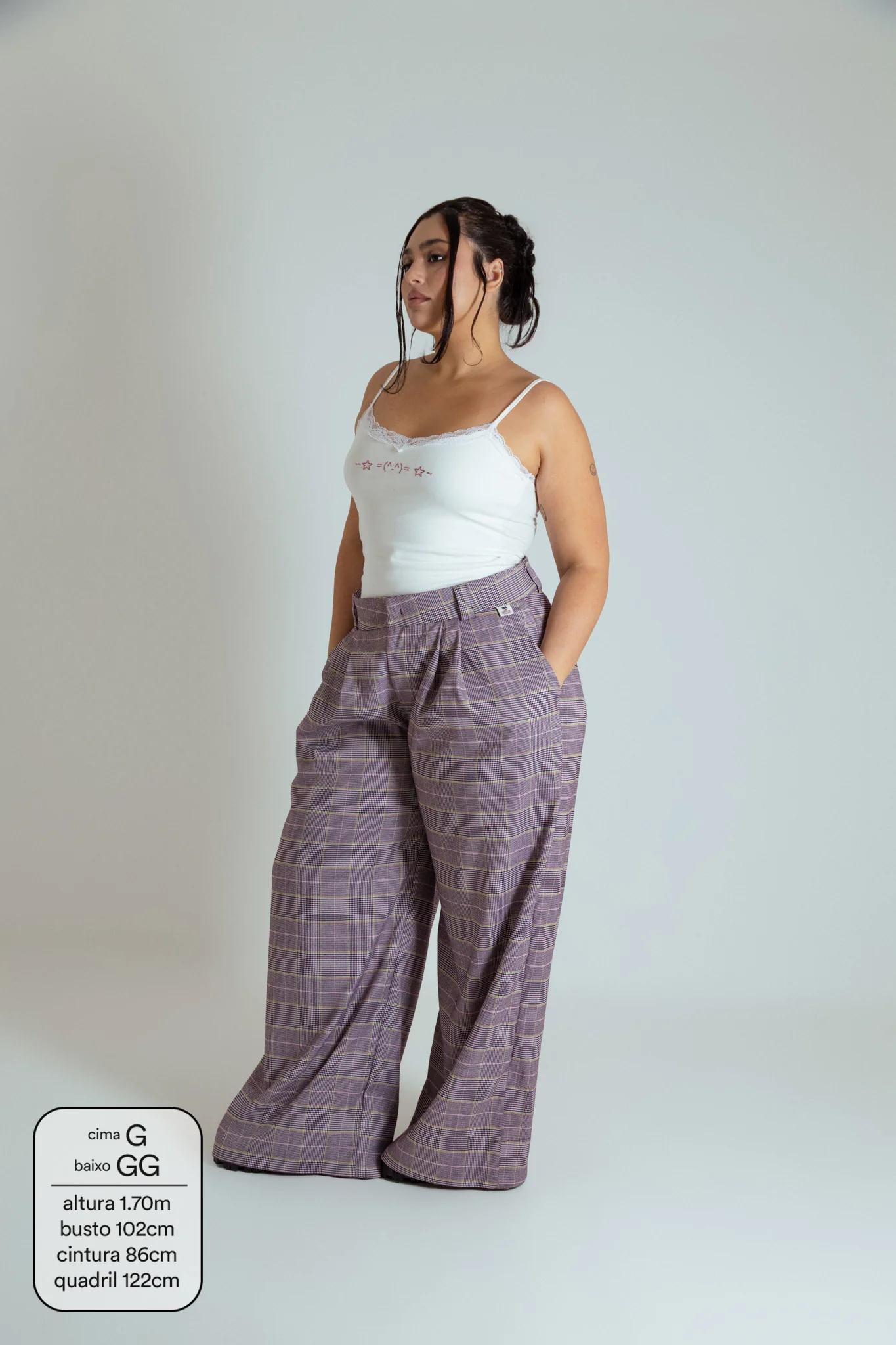 calça xadrez alfaiataria ajustável LUV - Image 11