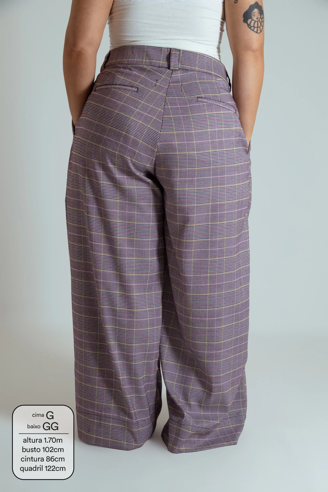 calça xadrez alfaiataria ajustável LUV - Image 12