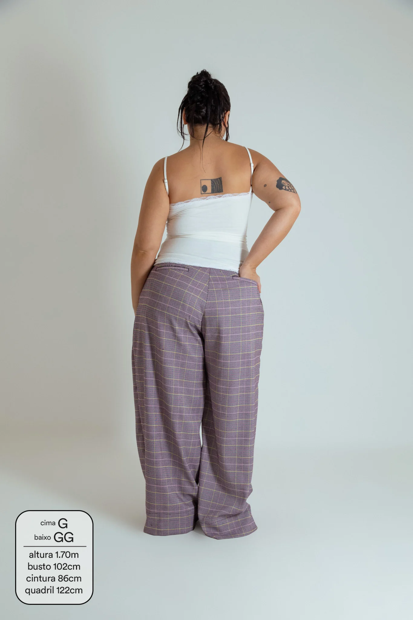 calça xadrez alfaiataria ajustável LUV - Image 13