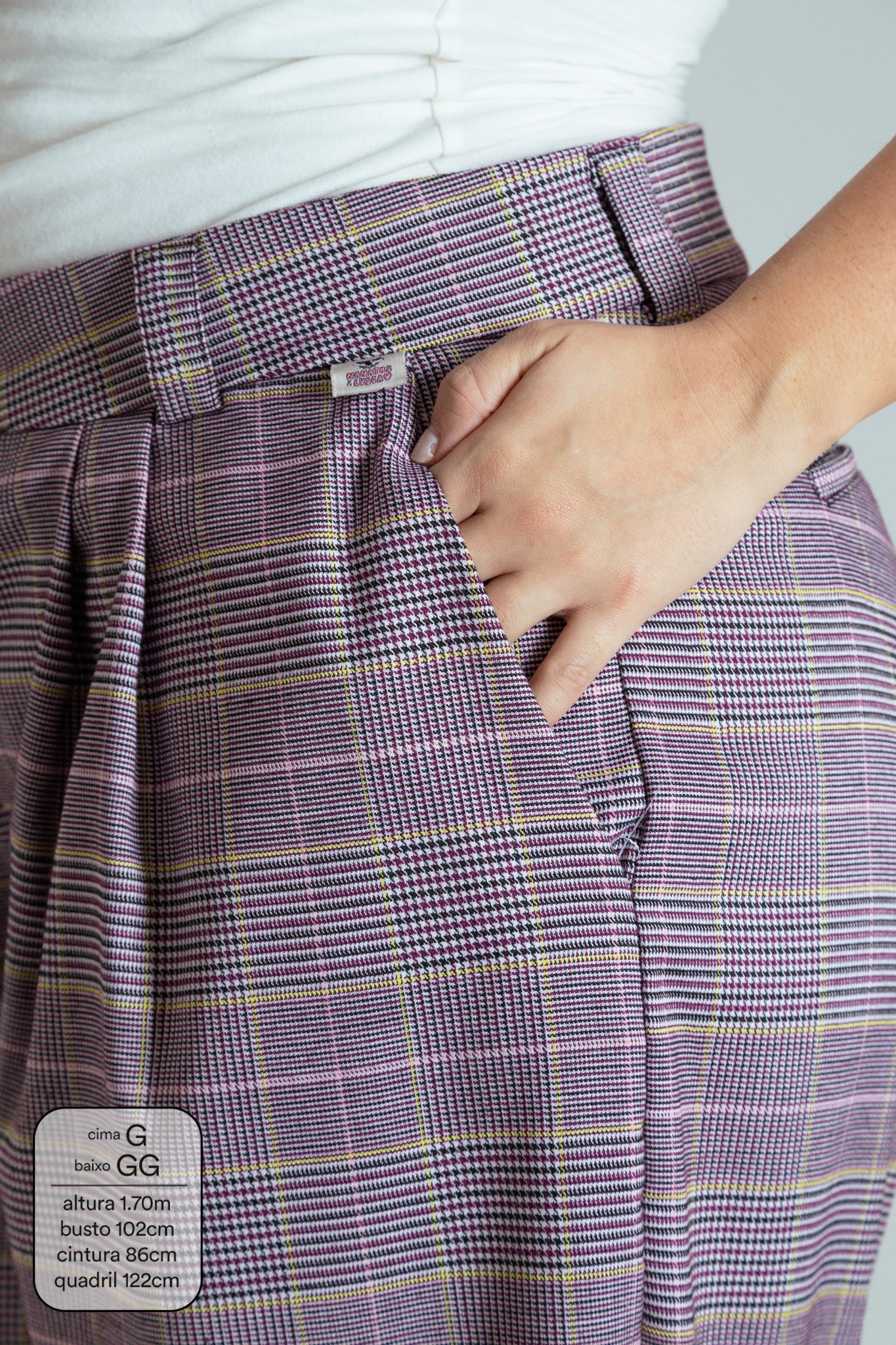 calça xadrez alfaiataria ajustável LUV - Image 17