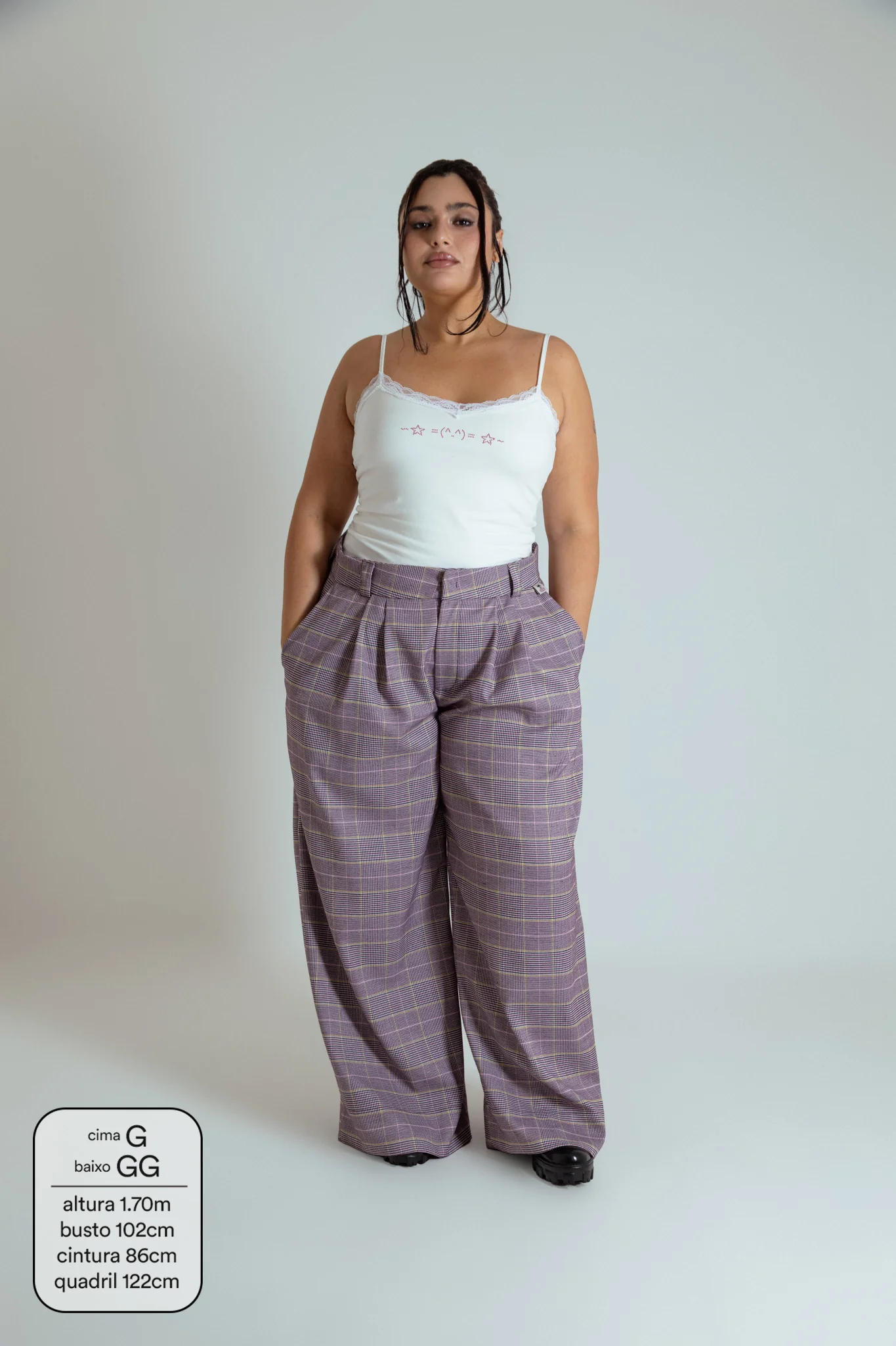 calça xadrez alfaiataria ajustável LUV - Image 5