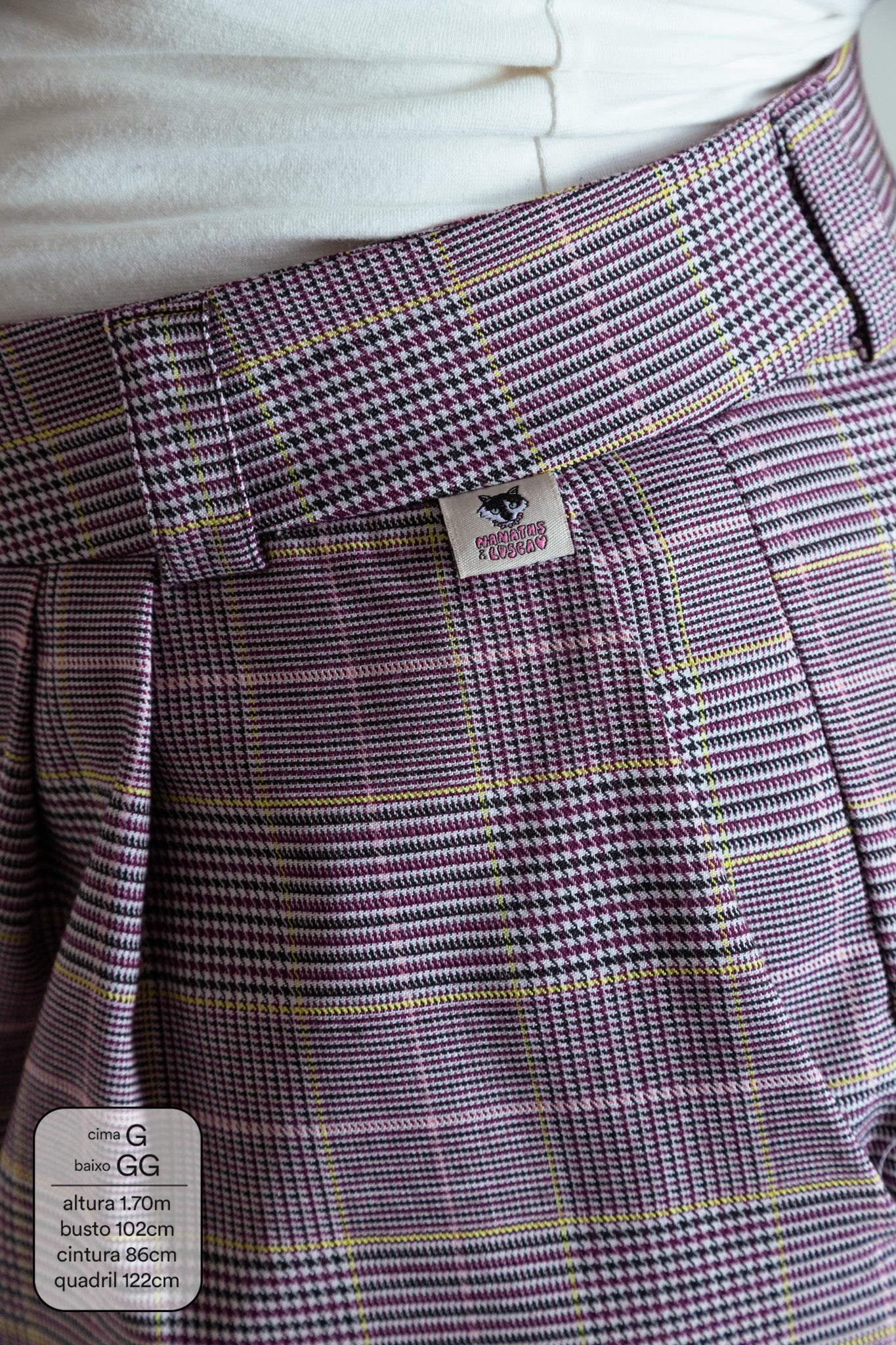 calça xadrez alfaiataria ajustável LUV - Image 7