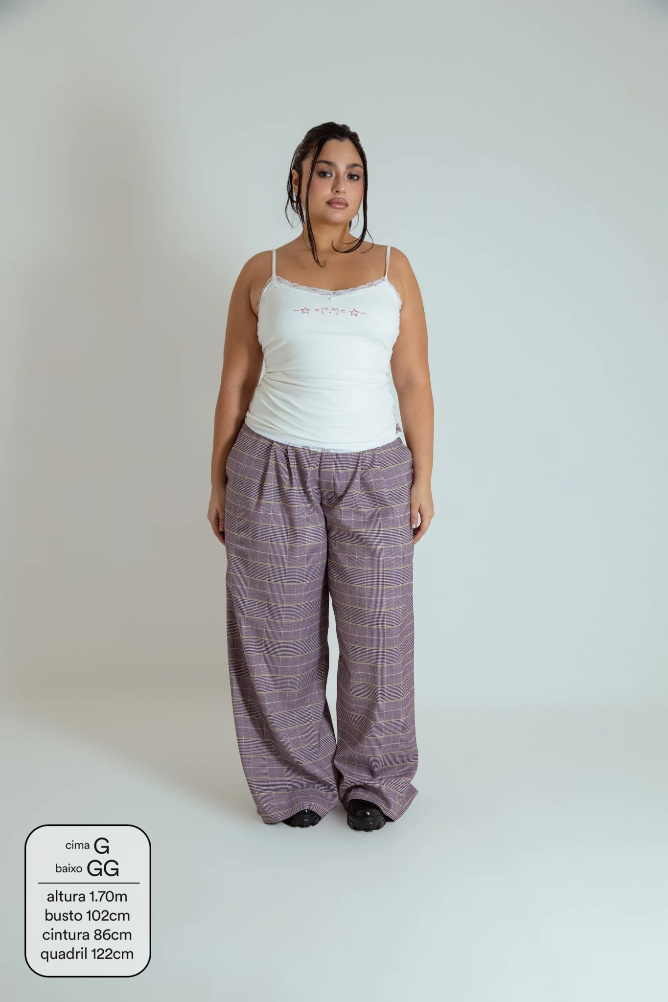 calça xadrez alfaiataria ajustável LUV - Image 8