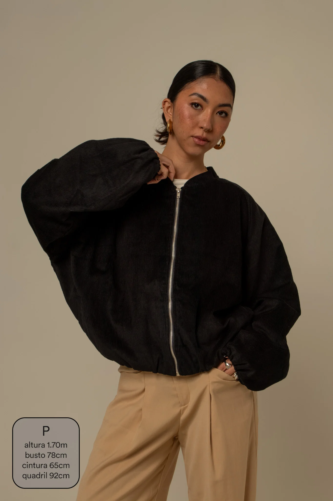 jaqueta bomber canelada oversized - Image 14