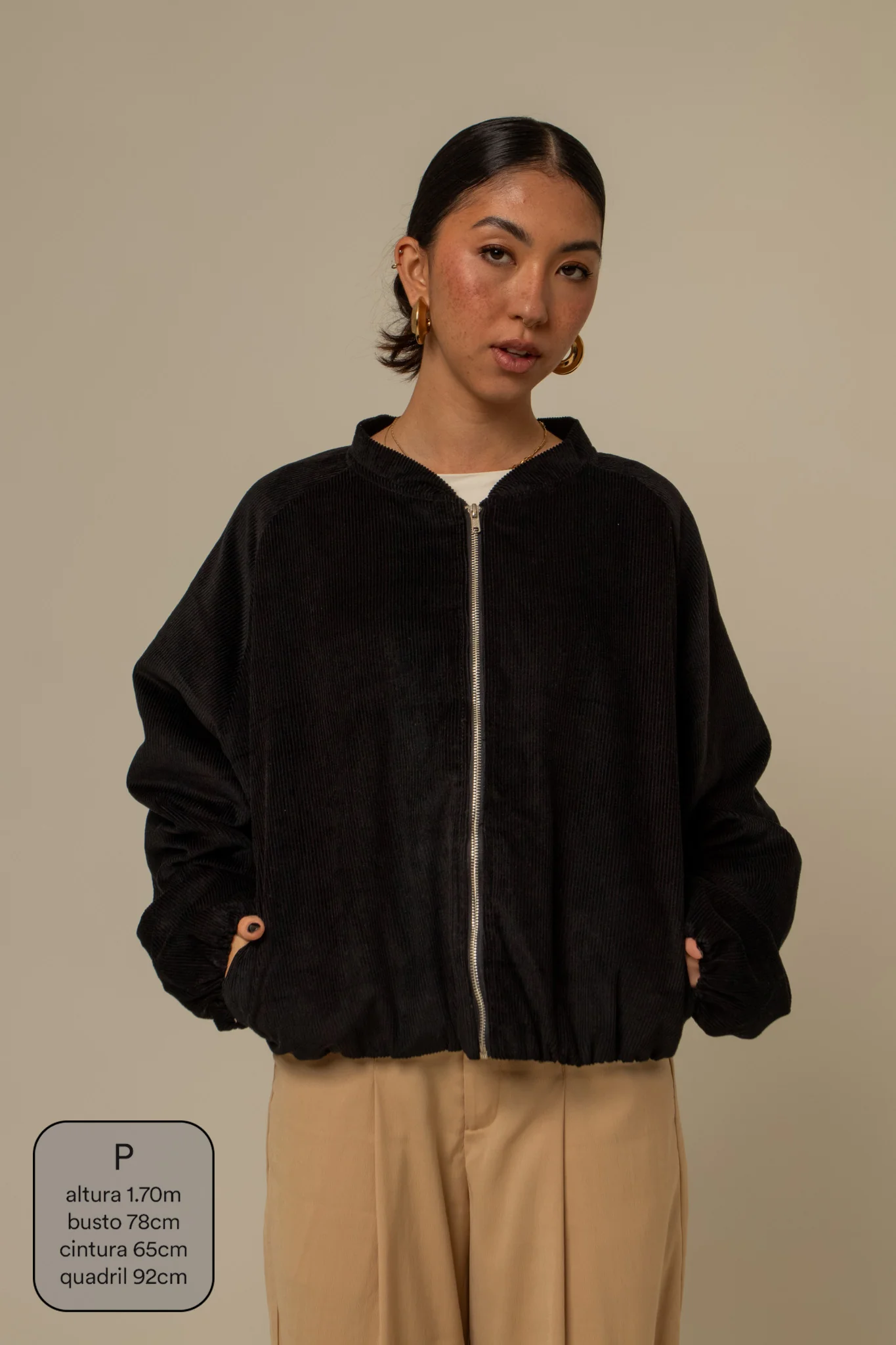 jaqueta bomber canelada oversized - Image 16