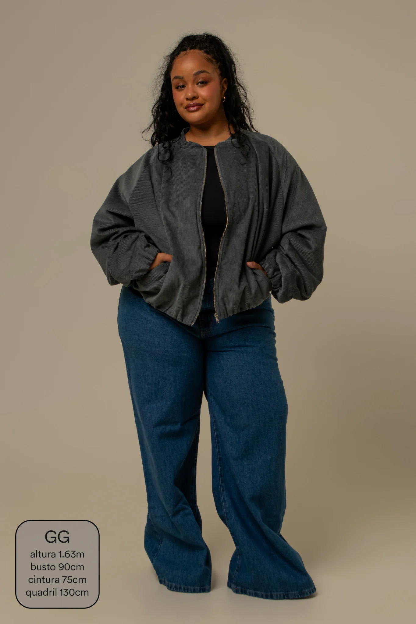 jaqueta bomber canelada oversized - Image 23