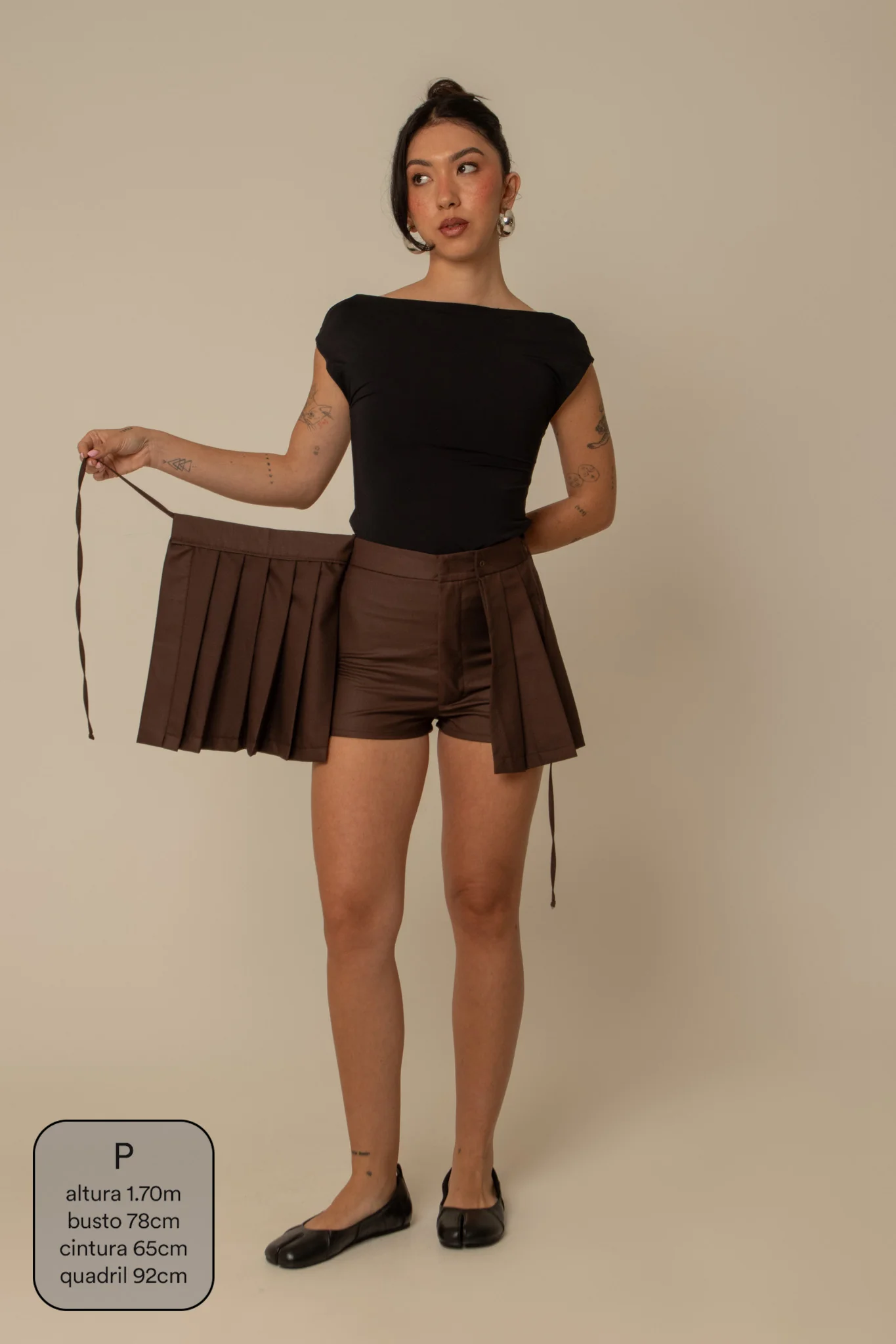 mini saia shorts plissada chefa - Image 47