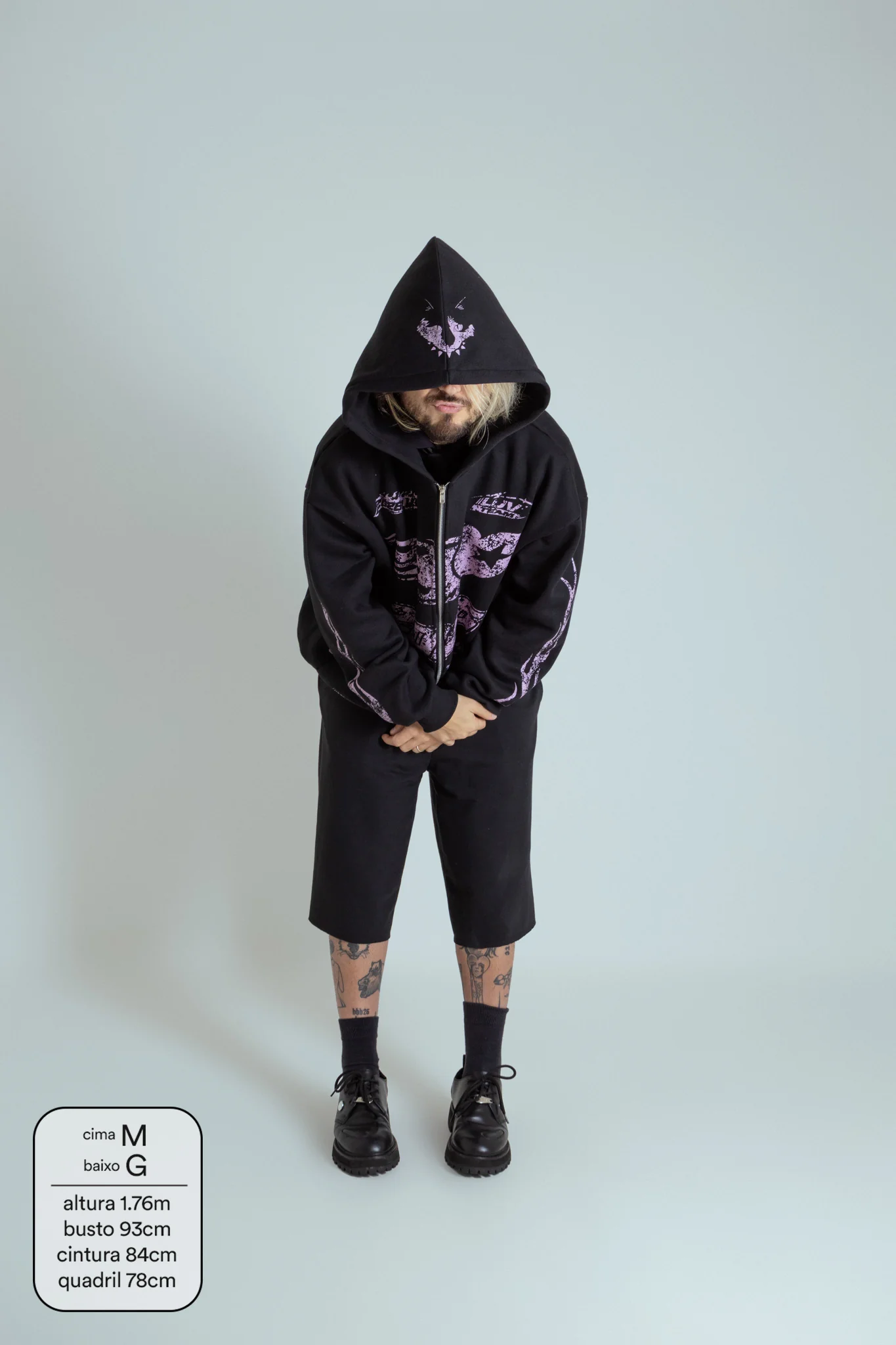 moletom estampado com zíper e capuz oversized LUV - Image 14