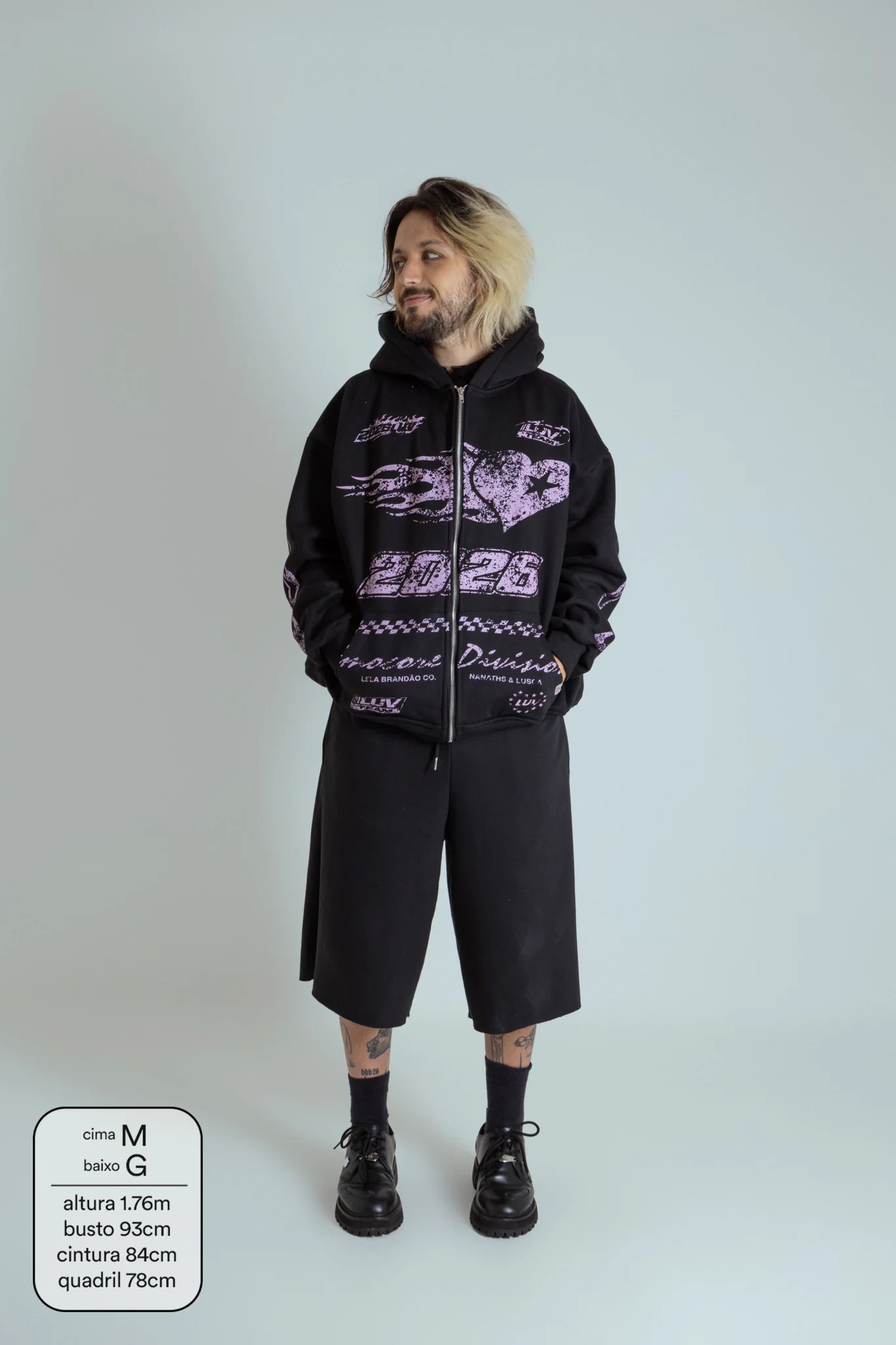 moletom estampado com zíper e capuz oversized LUV - Image 16