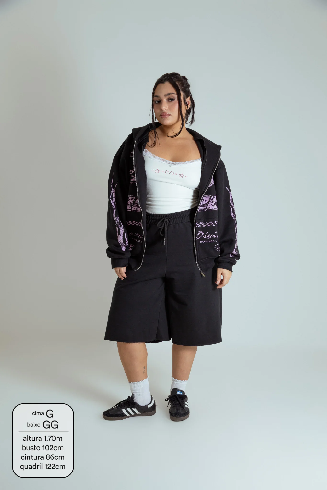 moletom estampado com zíper e capuz oversized LUV - Image 17