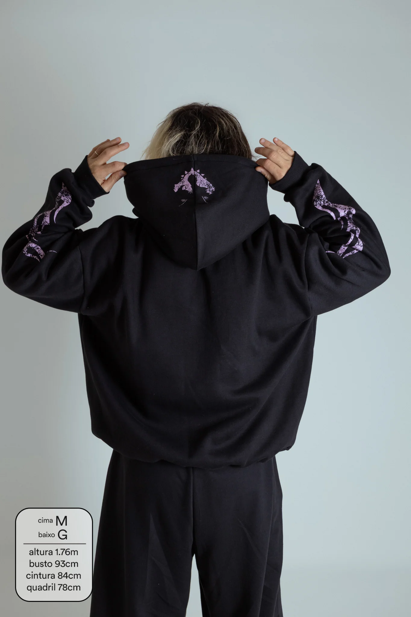 moletom estampado com zíper e capuz oversized LUV - Image 19