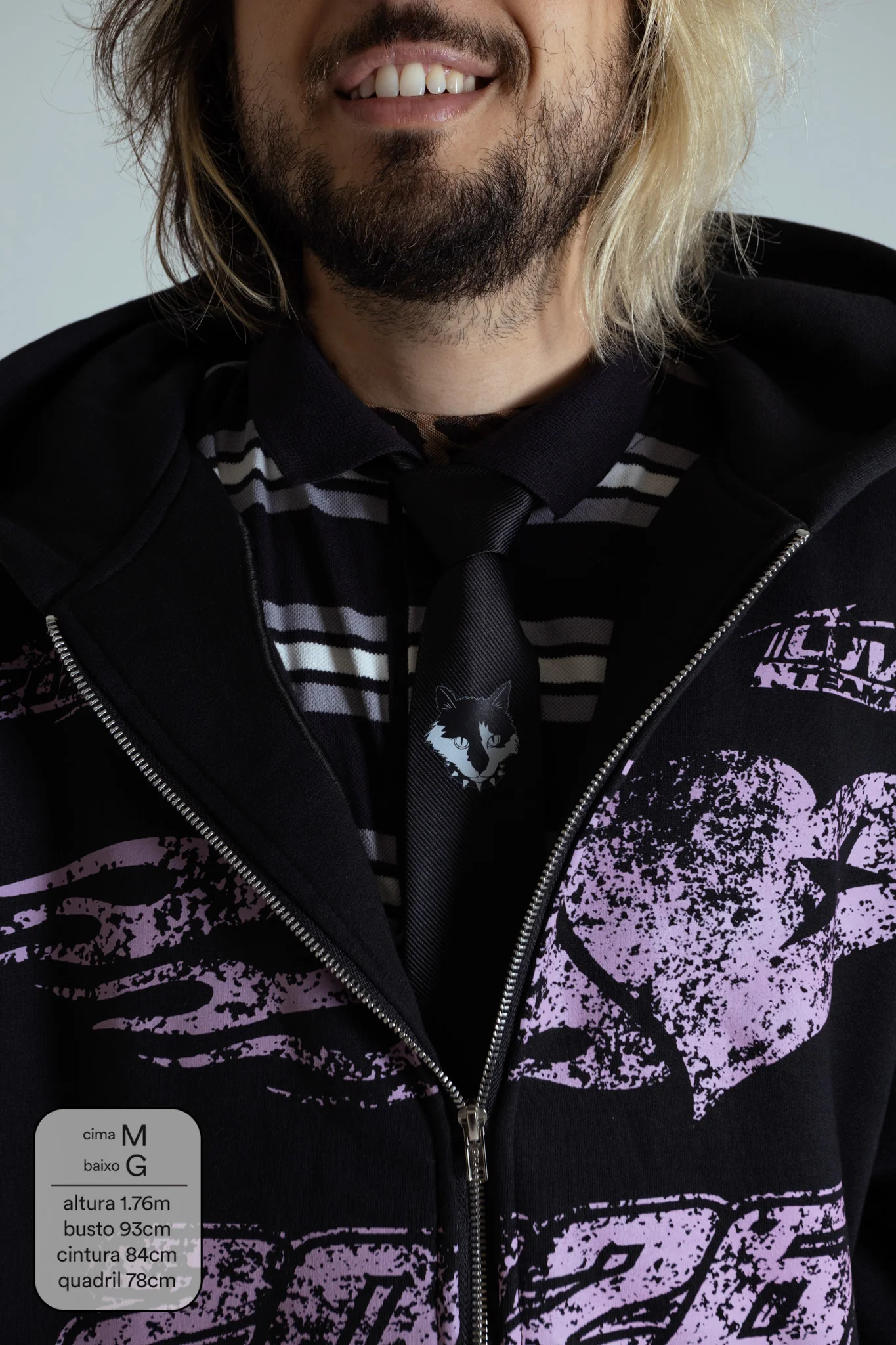 moletom estampado com zíper e capuz oversized LUV - Image 21