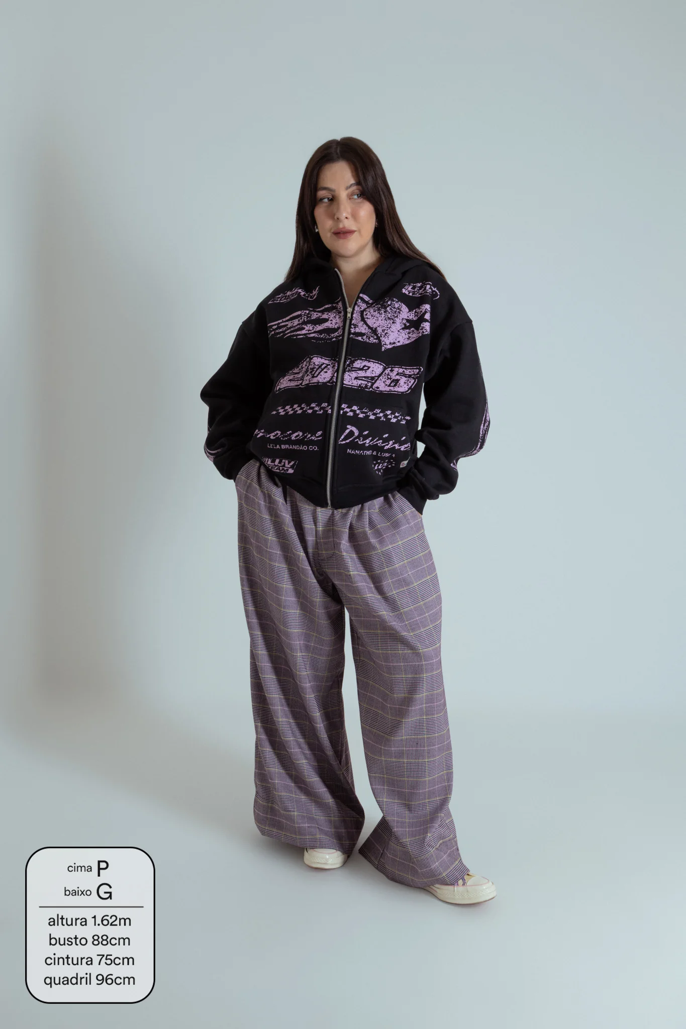 moletom estampado com zíper e capuz oversized LUV - Image 6