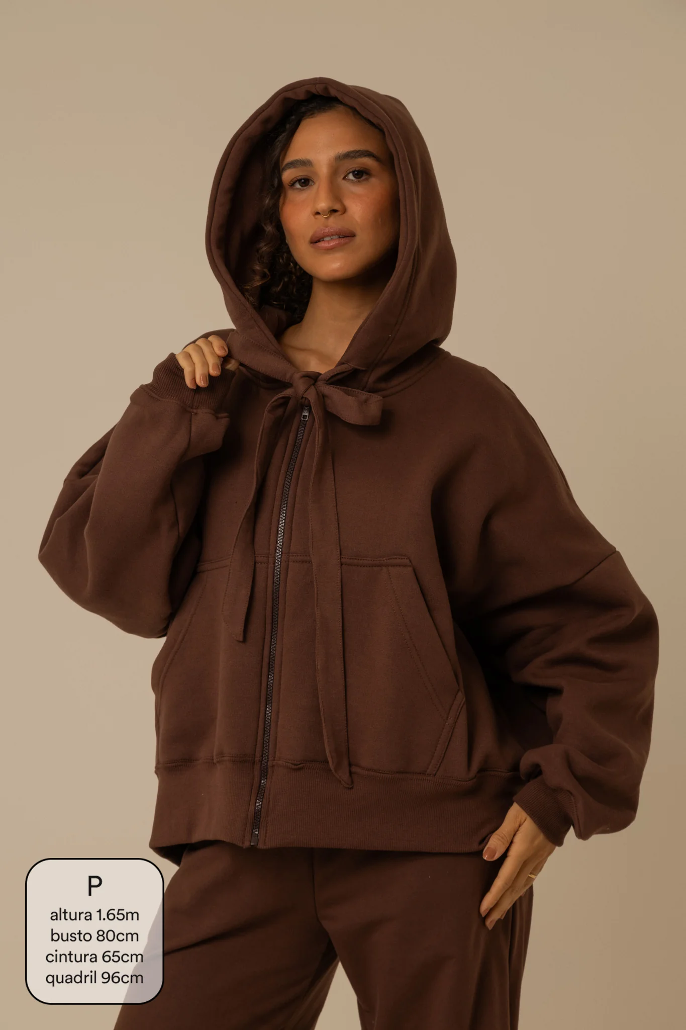 moletom laço cozy | moletom oversized feminino com capuz e zíper - Image 19