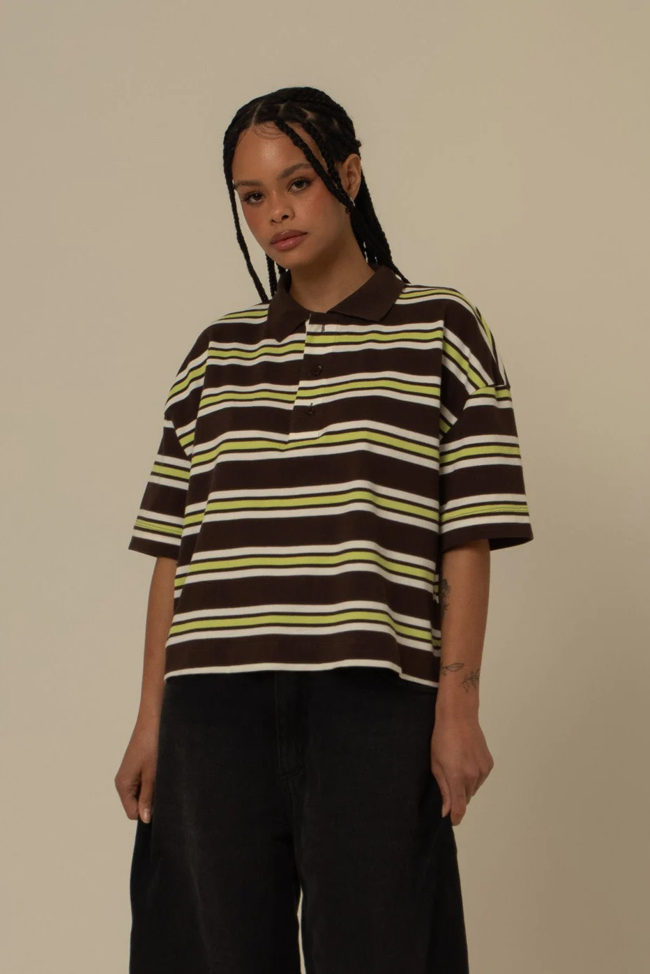 polo listrada oversized manga curta luv