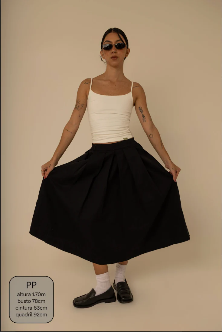 saia chefa | saia midi de sarja com pregas - Image 14