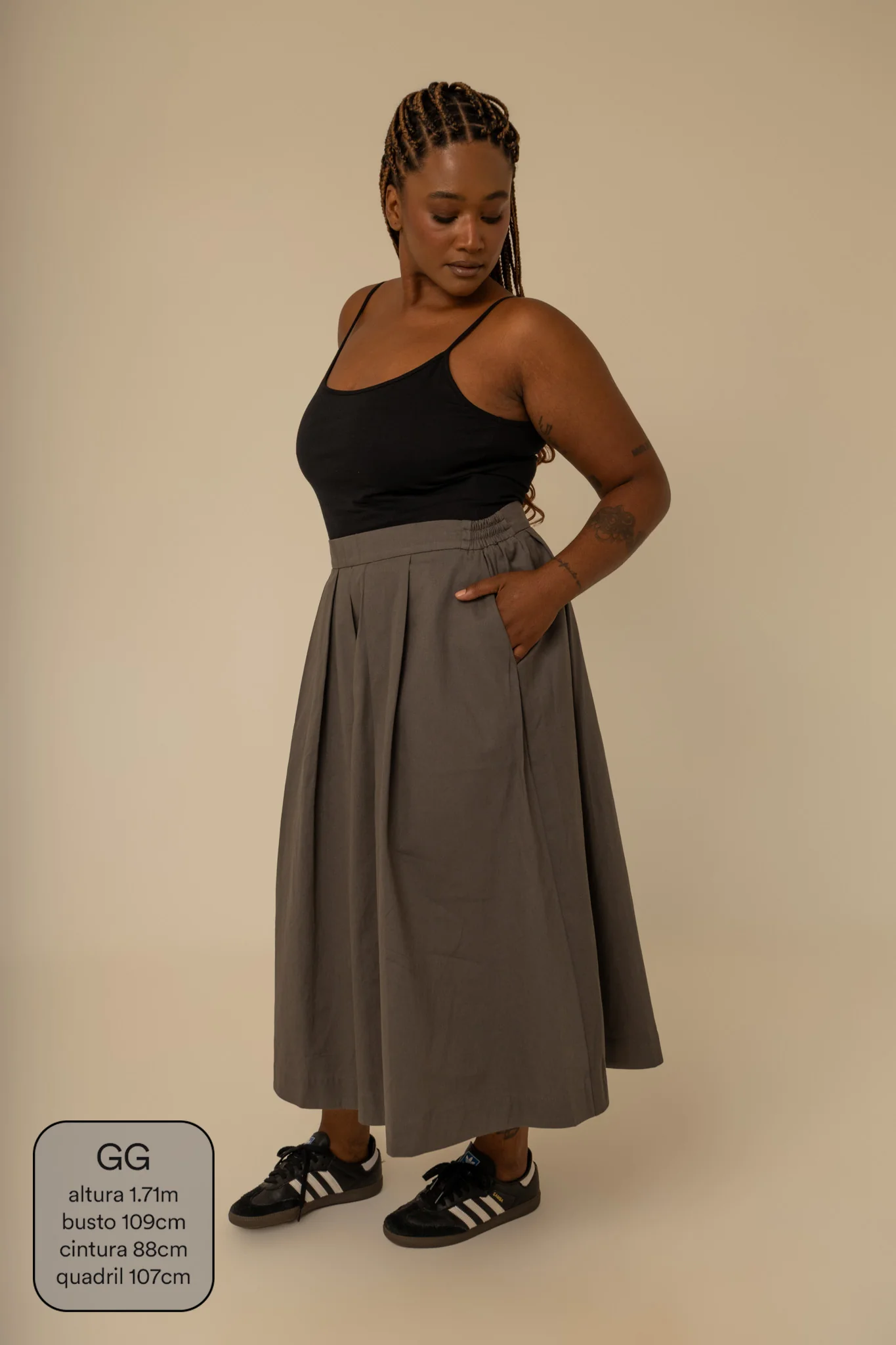 saia chefa | saia midi de sarja com pregas - Image 16