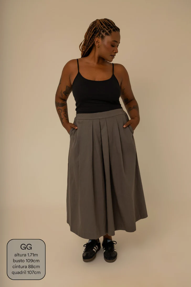 saia chefa | saia midi de sarja com pregas - Image 17
