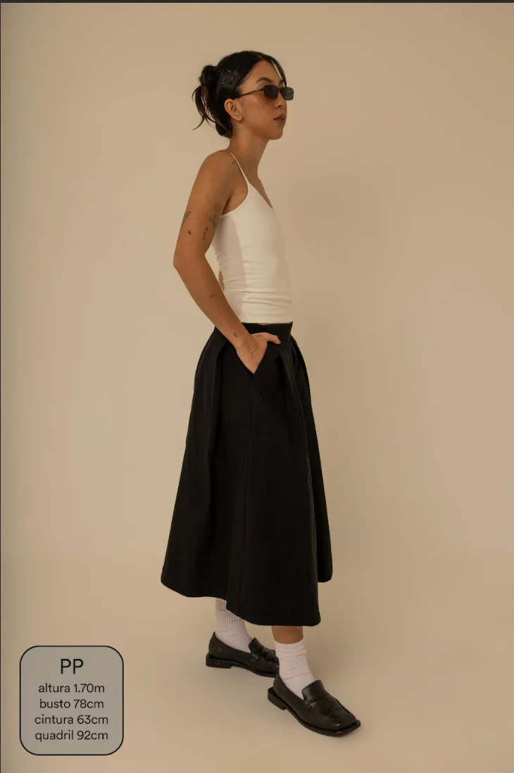 saia chefa | saia midi de sarja com pregas - Image 19