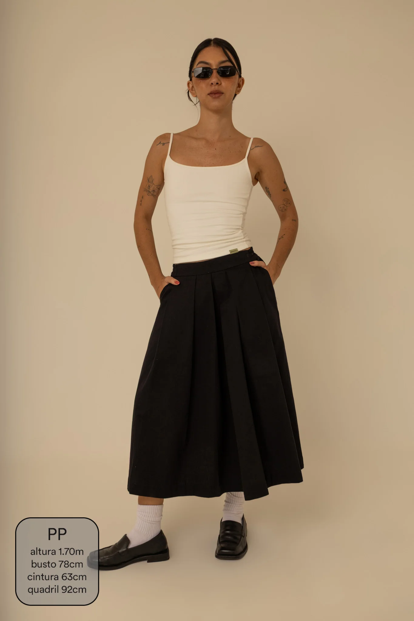 saia chefa | saia midi de sarja com pregas - Image 21