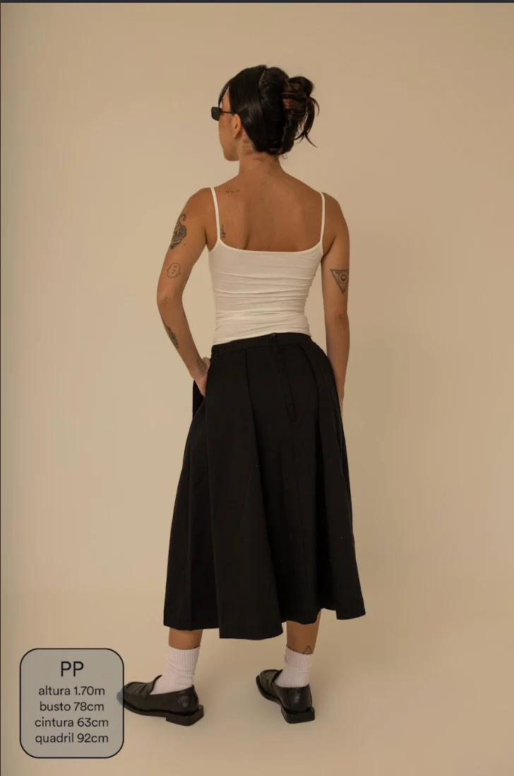 saia chefa | saia midi de sarja com pregas - Image 23