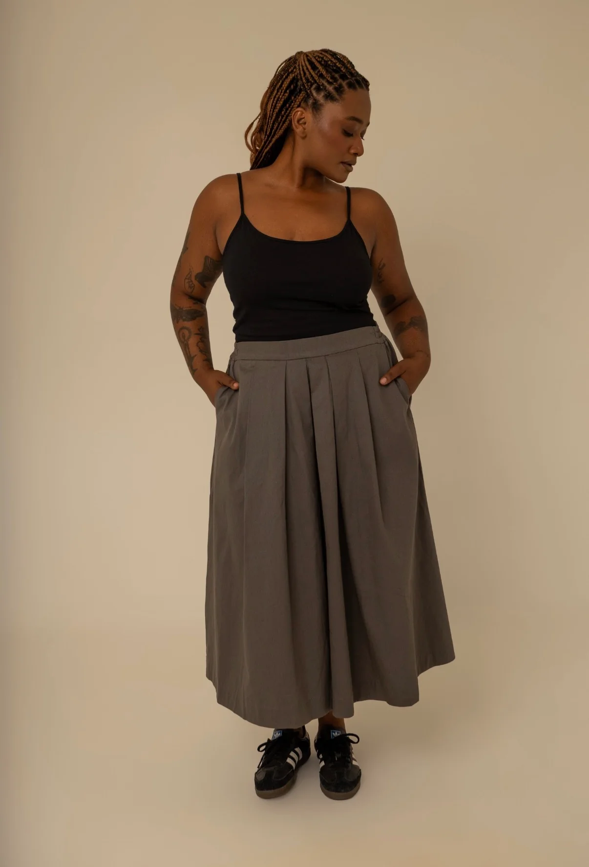 saia chefa | saia midi de sarja com pregas - Image 28