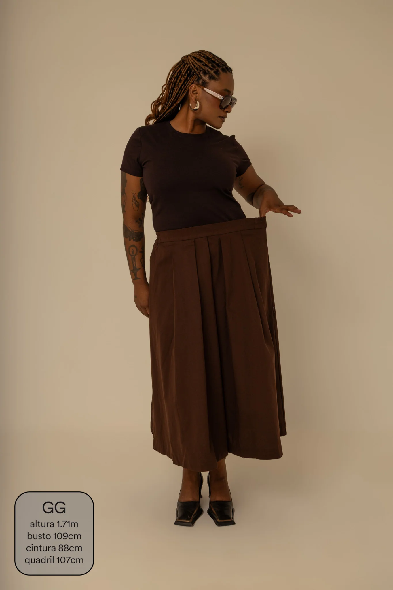 saia chefa | saia midi de sarja com pregas - Image 5
