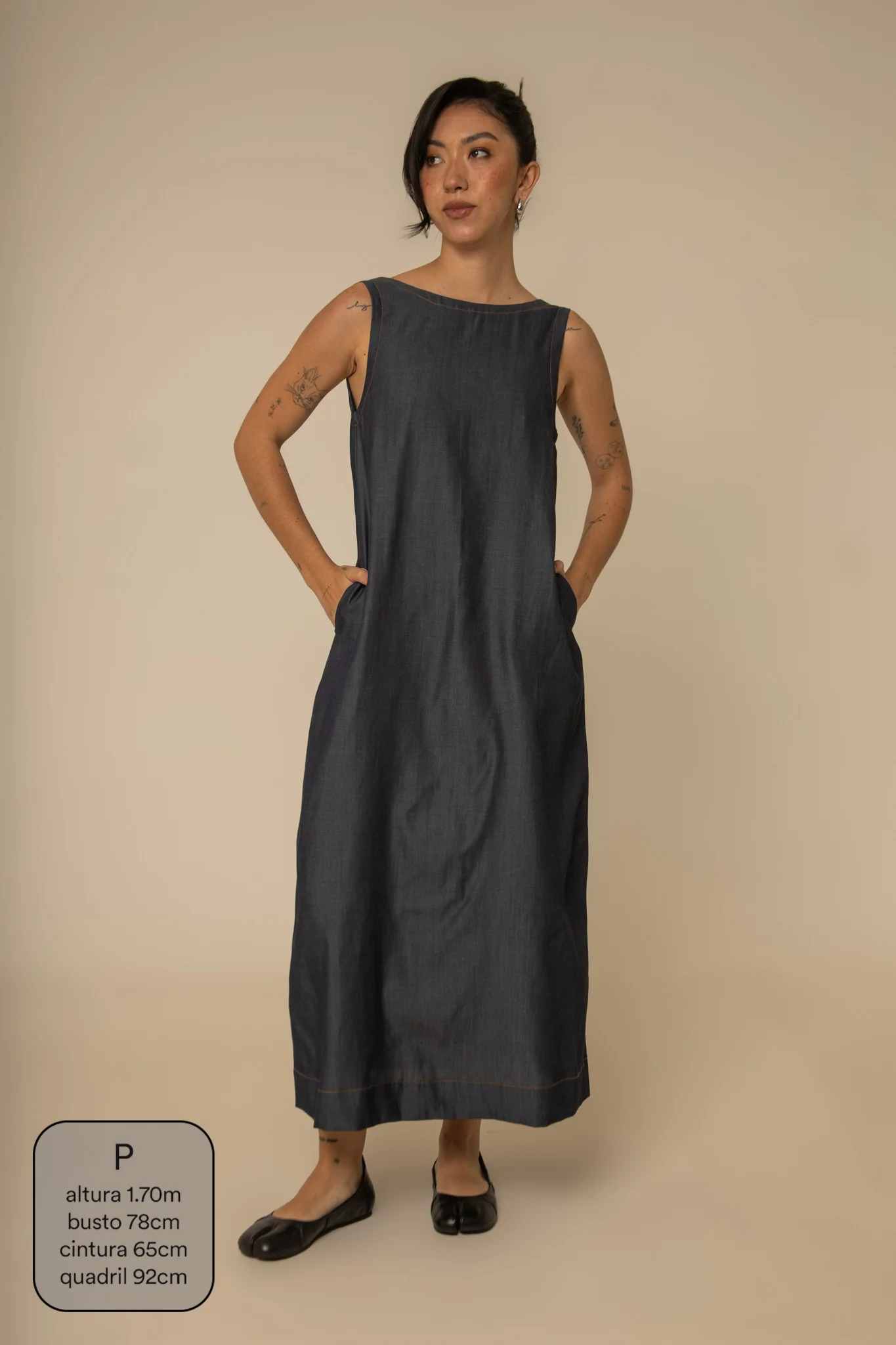 vestido sossego longo jeans - Image 11